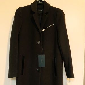 Andrew Marc Wool Blend Long Coat-Olive